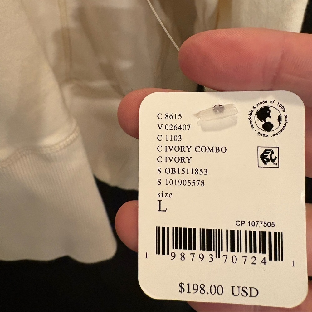 Free People At My Best Embroidered Hoodie Large Color: Ivory Combo NWT - Picture 6 of 6